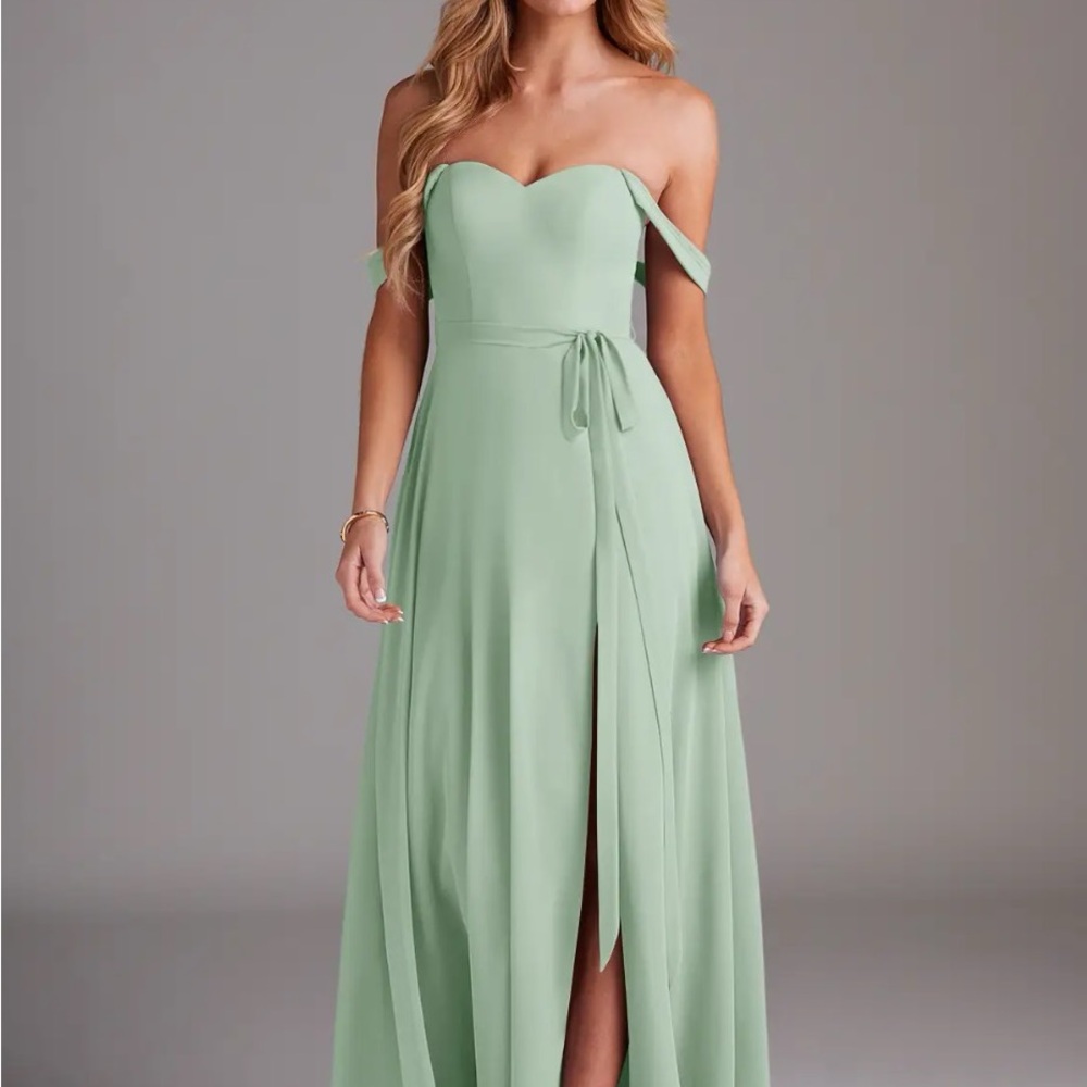 AZAZIE Aaron Peacock A-Line Off the Shoulder Chiffon Convertible in AGAVE